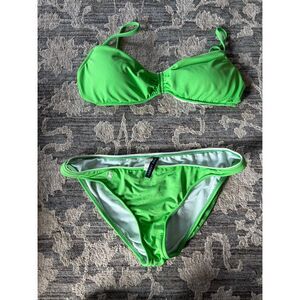 Ralph Lauren Neon Green Sweetheart Bikini Set Bright Swim Size L